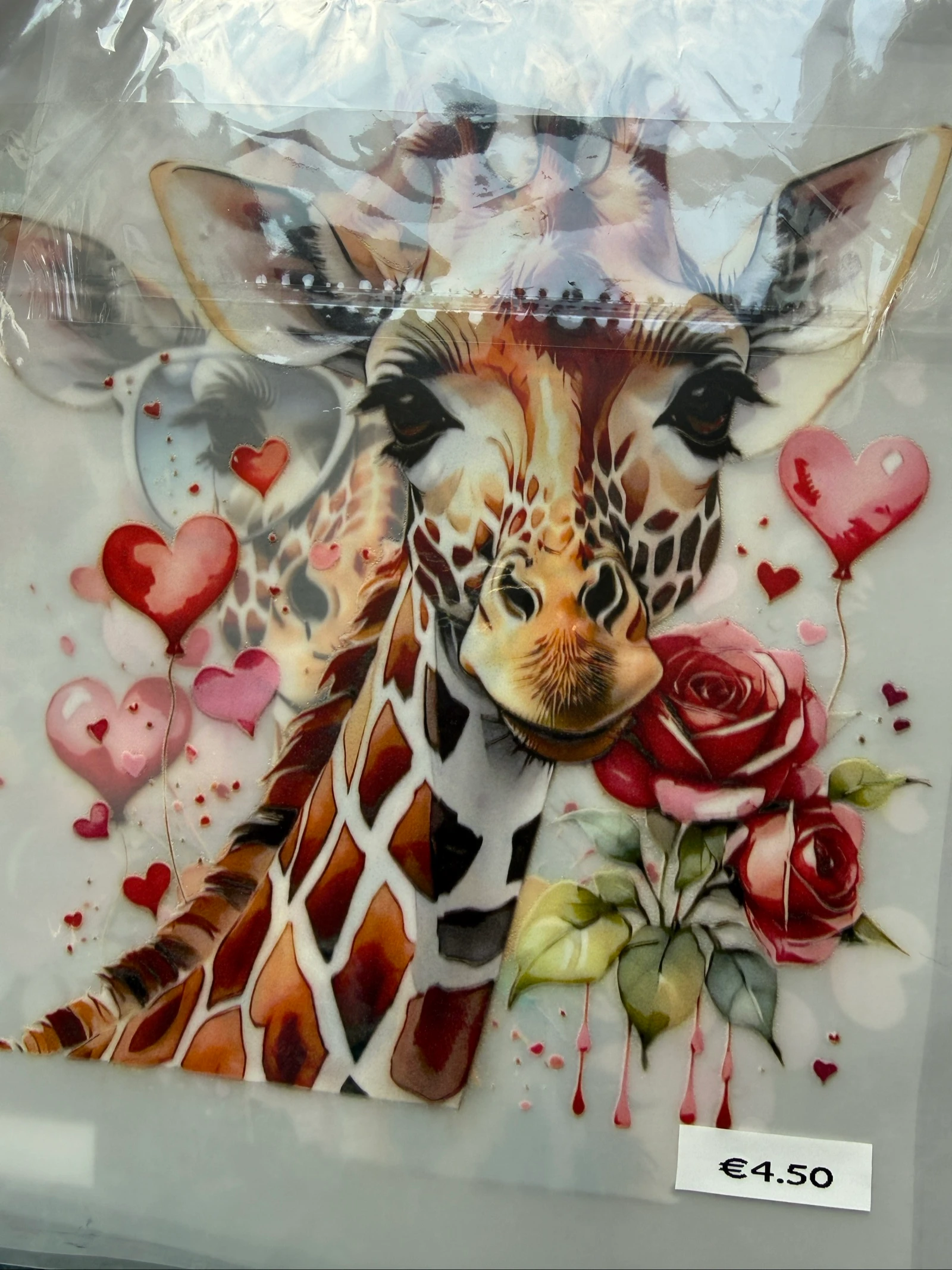 DTF Transfer Giraffe with Hearts and Flowers - Per Piece – photo 2